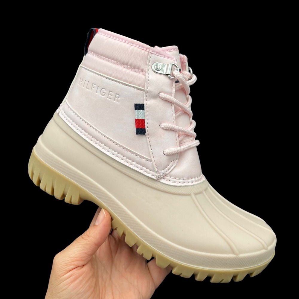 Tommy Hilfiger Youth Girls Winter Duck Boot‎ Size 5 Light Pink Lined Cozy &Warm